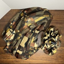 Vintage Banana Hair Clip Cloth Ruffle Wave Accessory Clamp Bow W Matching Scarf
