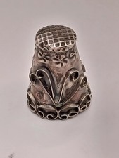 Vintage Sterling Silver Floral Thimble Ornate Design 925 Sewing Thimble