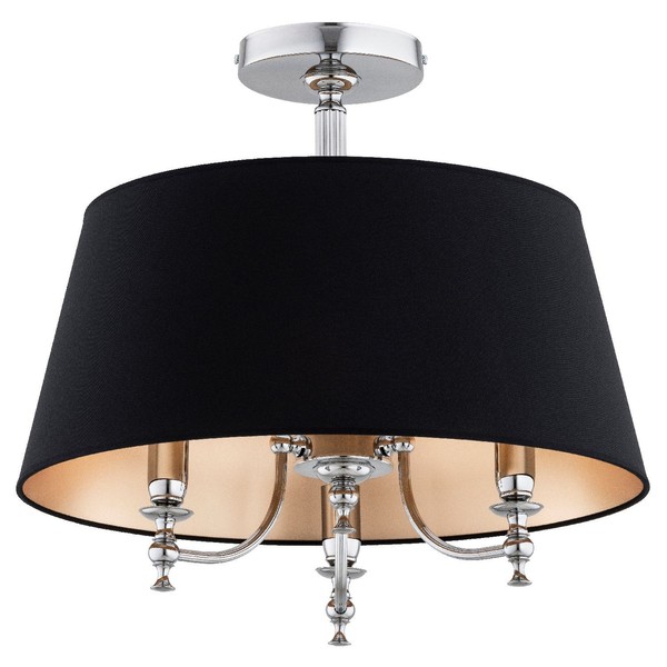 Deckenlampe 3-Flammig Stoff Schwarz Chrom E14 B:50 Cm Deckenleuchte Schlafzimmer-image