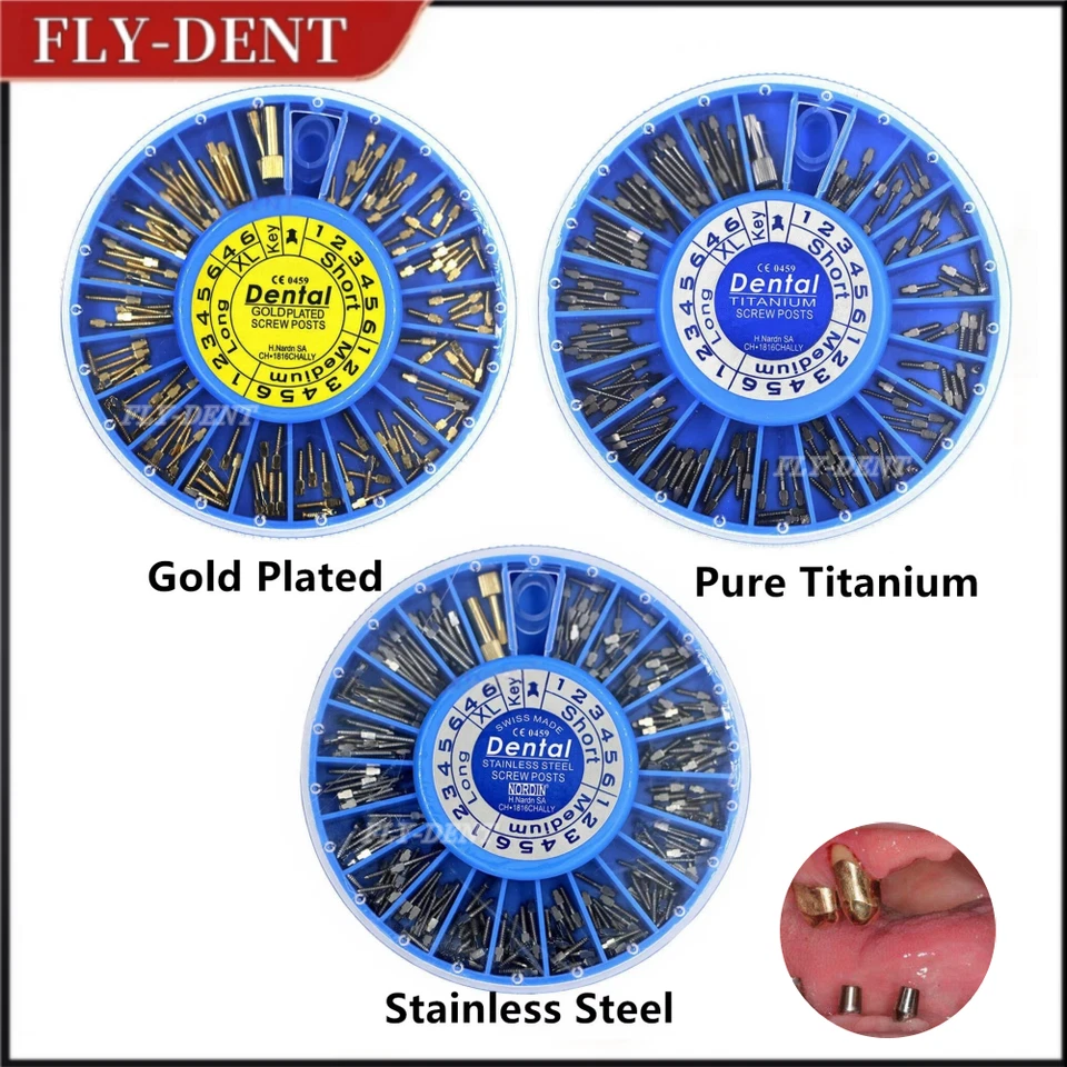 Dental Screw Post Titanium/Stainless Steel/Gold Plated Conical Root Canal Pins - Image 4 of 4