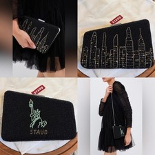 NWT STAUD Carmella NYC Skyline Beaded Clutch