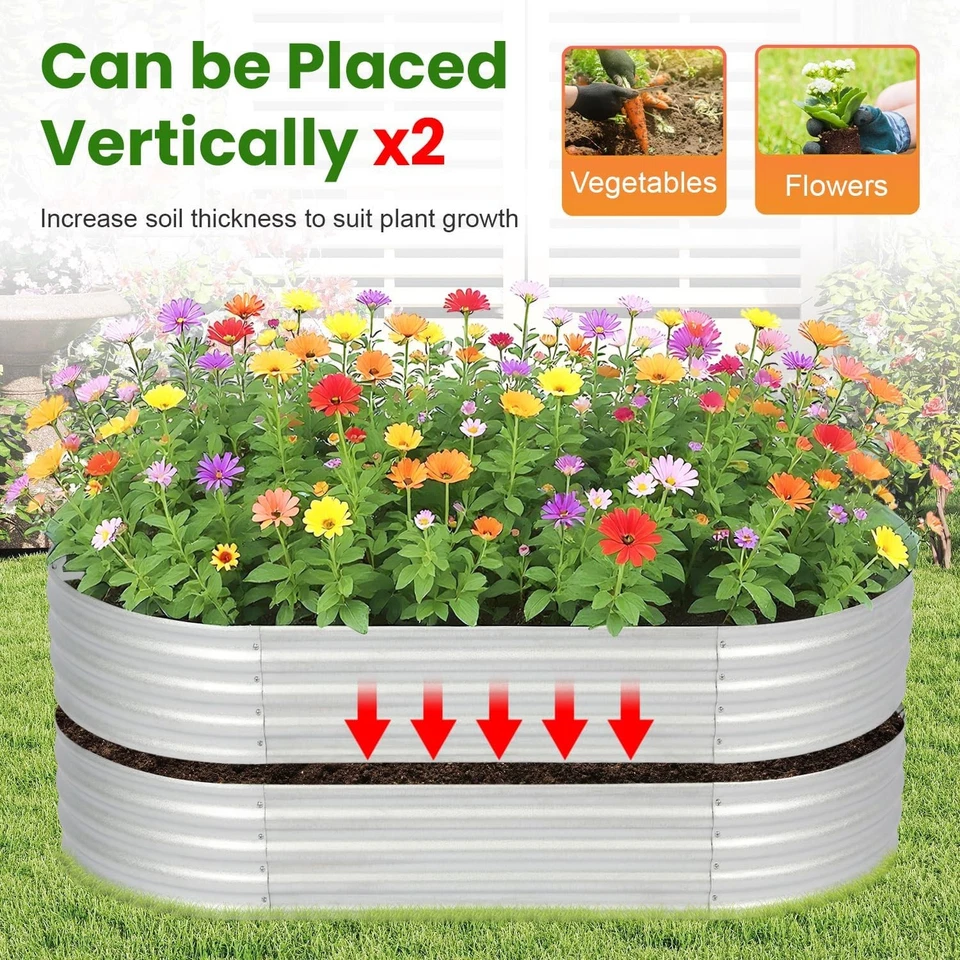 Galvanized Garden Bed, 6x3x1ft Outdoor Elevated Raised Garden Bed Vegetables - Image 3 of 4