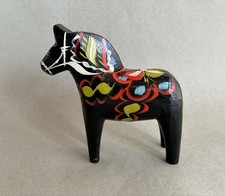 Vintage 5” Black Handcarved DALA Horse Tilly G. A. Olson