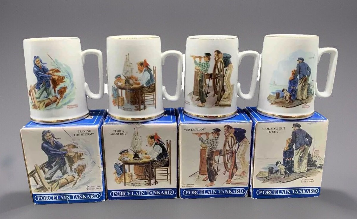 4 Norman Rockwell Seafarers Collection Tankard Mug Long John Silvers 1985  Vtg | eBay