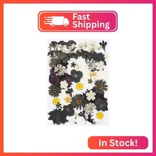 40Pcs Black Dried Pressed Flowers for Crafts,Xinxinran Dry Flower Kit for Resin