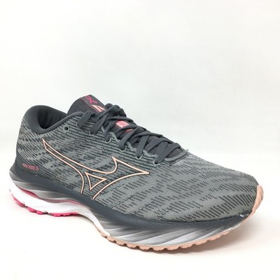 Mizuno Wave Rider 26 Running Shoes Sneakers Womens Size 8.5 Gray Pink Cancer