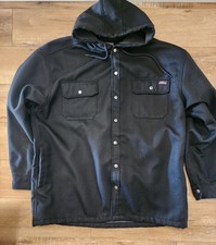 RARE ALL BLACK Dickies Jacket Chore Canvas Workwear Lined Hooded Jacket Men 2XL