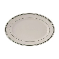 Tuxton China Inc Green Bay 9-3/8" Amr White/Eggshell w/ Green Band Platter