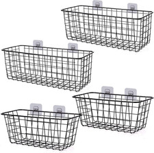 4 Pack Wire Storage Baskets Household Metal Wall-Mounted Containers Organizer Bi