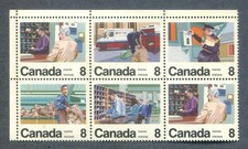 CANADA 1974 Stamp #635-38, Letter Carrier Service. 6x8¢ BLOCK