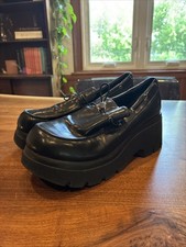 90s Y2K Vtg Black Chunky Platform Loafers, Shoes Women's Size 10 RARE