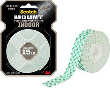 Indoor Double-Sided Mounting White Tape, 1 in X 125 in 10.4 Ft , Features Indu