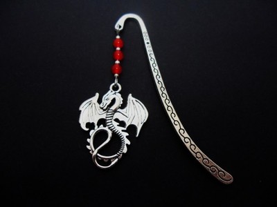 A TIBETAN SILVER DRAGON THEMED BOOKMARK. CHOICE OF COLOURS. NEW. 9CM.