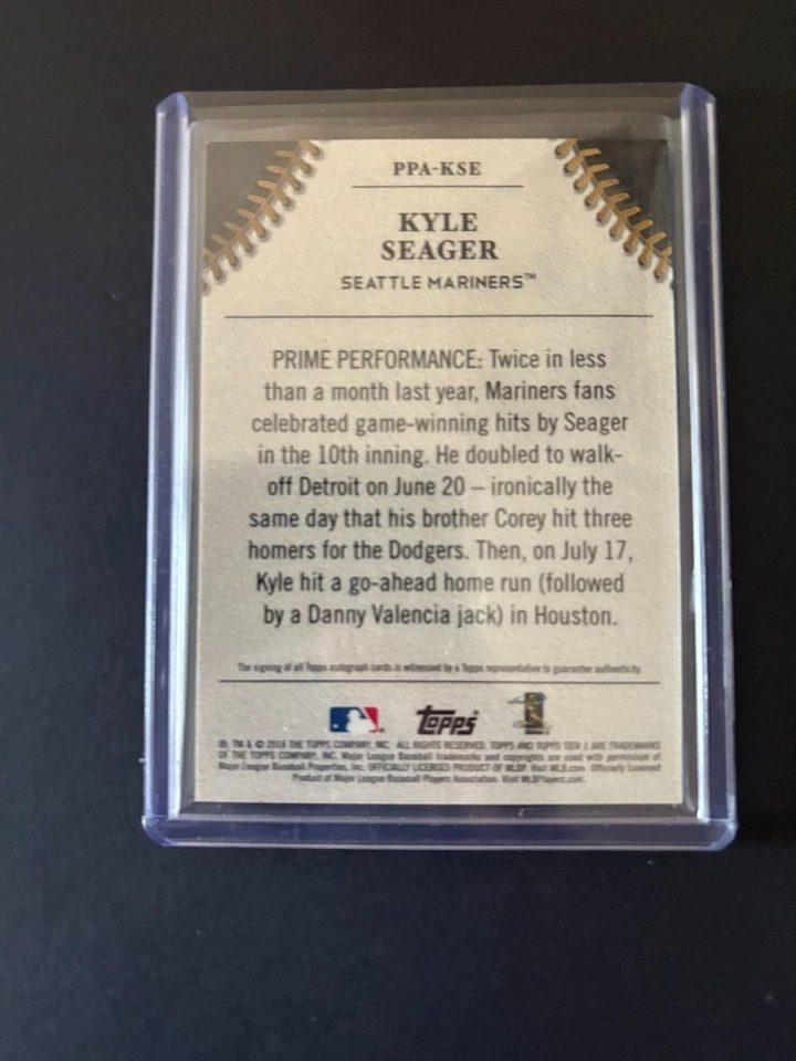 2018 Topps Tier One - Prime Performers Autographs Kyle Seager #PPA-KSE /285 (AU) - Image 2 of 2