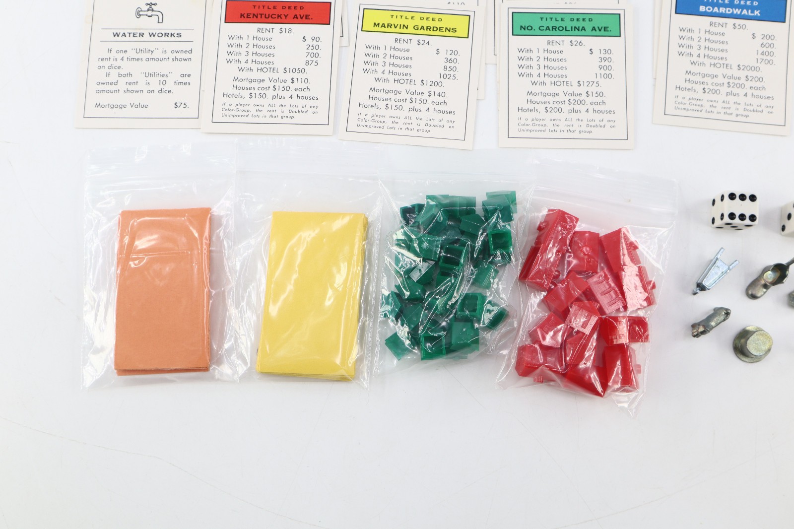 Vtg 1980s Monopoly Game Pieces Cards Hotels Houses Accessories Dice