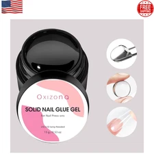 Solid Nail Glue Gel for Press on Nails Acrylic Nail Tips, Long-Lasting Strong Ad