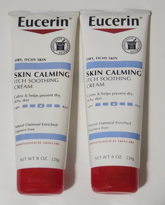 2X EUCERIN SKIN CALMING CREAM FOR DRY ITCHY SKIN FRAGRANCE FREE 8oz