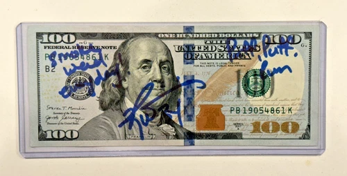 RICKY WILLIAMS Signed Autograph w/ 2x Inscriptions $100 Bill Currency - BGS COA