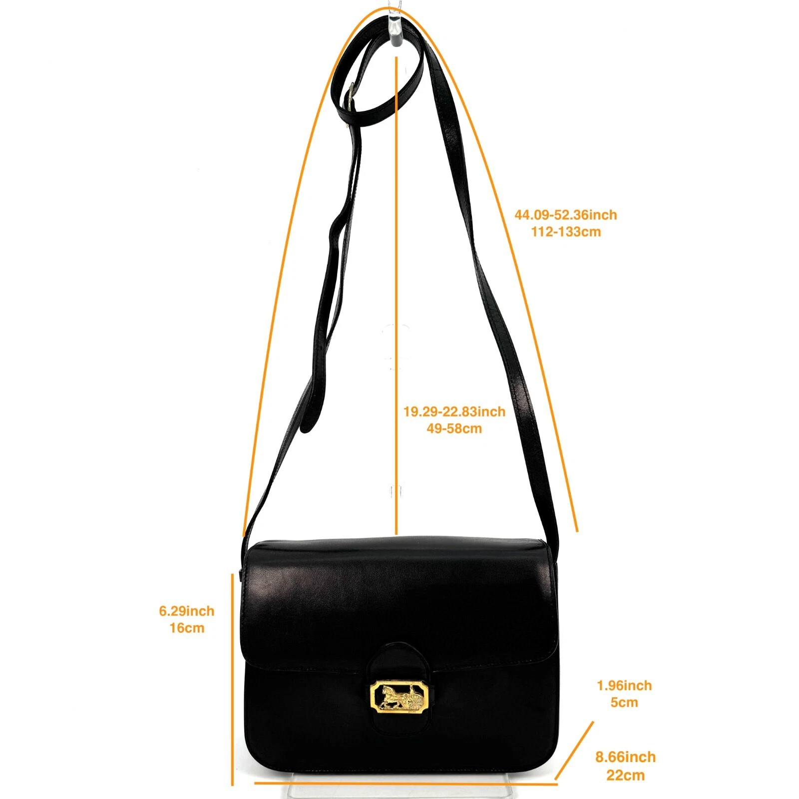 Borsa a tracolla CELINE carrozza cavalli pelle nera GIAPPONE ** RARA!**