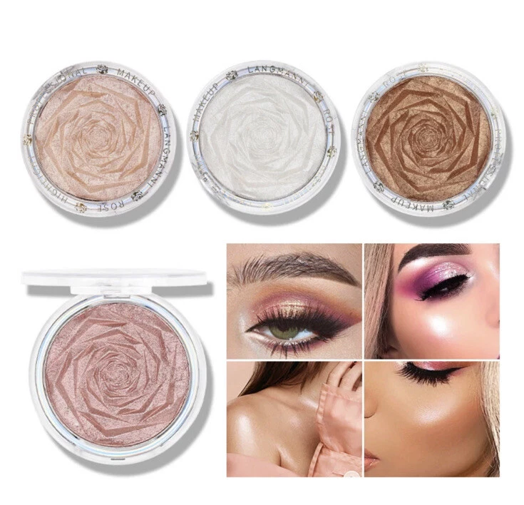 Langmanni Rose Peachy pink shade-2, Super Shiny 3 In 1 Highlighter gift for her - Image 3 of 4