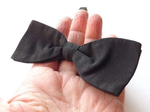Vintage SILK 1950s Bow Tie Ready Tied Black Evening Wear Prom Ball FREE P&P - 第 7/10 張圖片