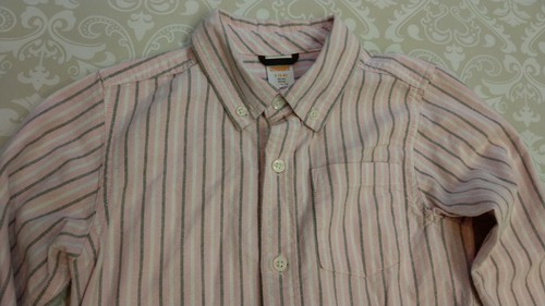 Gymboree S Small 5-6 Dress Button Down Shirt Pink Gray White Striped Easter - Picture 2 of 3