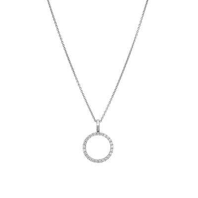 Lyomi Anhänger mit Kette 585/- Weißgold glanz Kreis mit 25 synth. Diam. 0,28ct.
