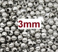 250 pcs Silver Tone Alloy Smooth Ball Spacer Beads- 3mm