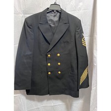 VTG Navy Military Dress Coat Jacket Gold Buttons Stripes Career Formal CPO HTC
