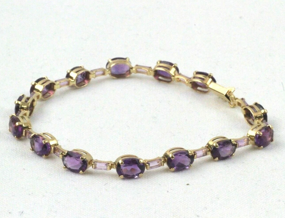 Amethyst And Sterling Silver Adjustable Bracelet