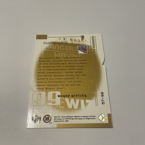 1999-00 UD Living Legend #95 More Than A Number WAYNE GRETZKY /99 1072 GOAL - Picture 10 of 12