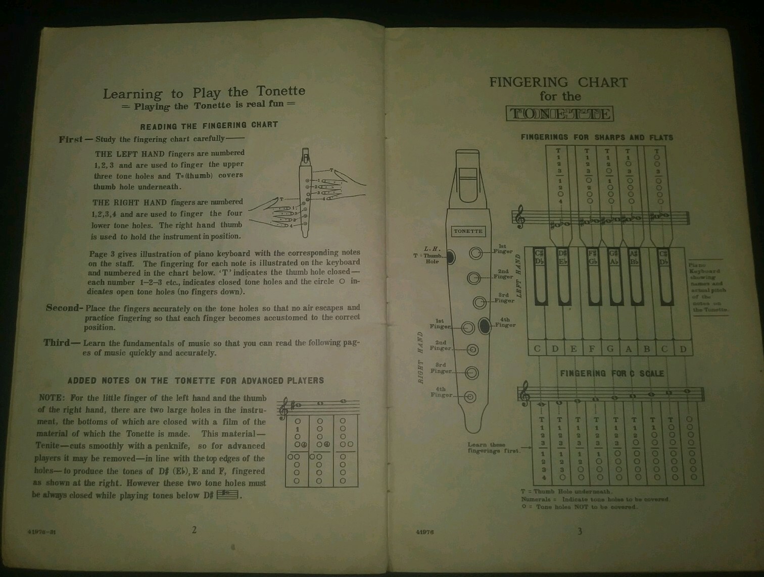 Play Time Self Instructor for the Tonette by Max Thomas Hemholtz Resonator 1938