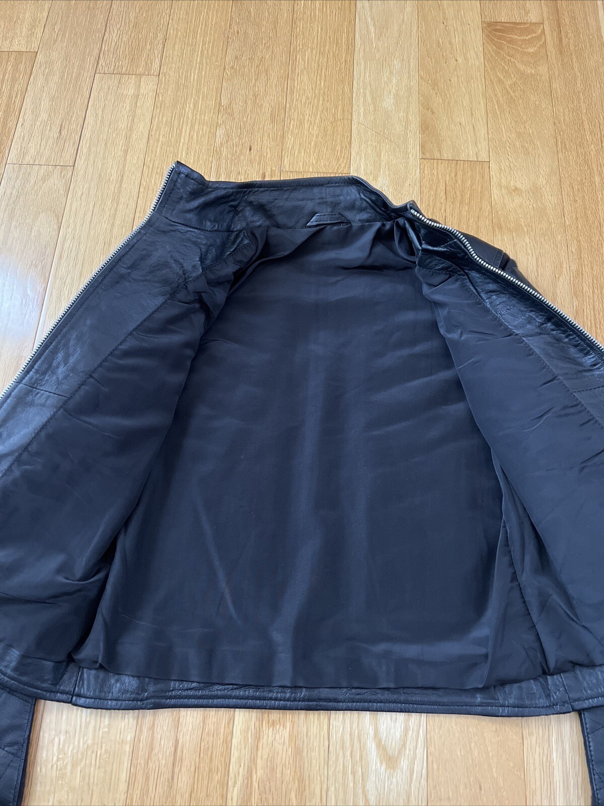 Rare Women'S Black Quilted Biker Genuine Leather Jacket with Wool Accent Small image 5
