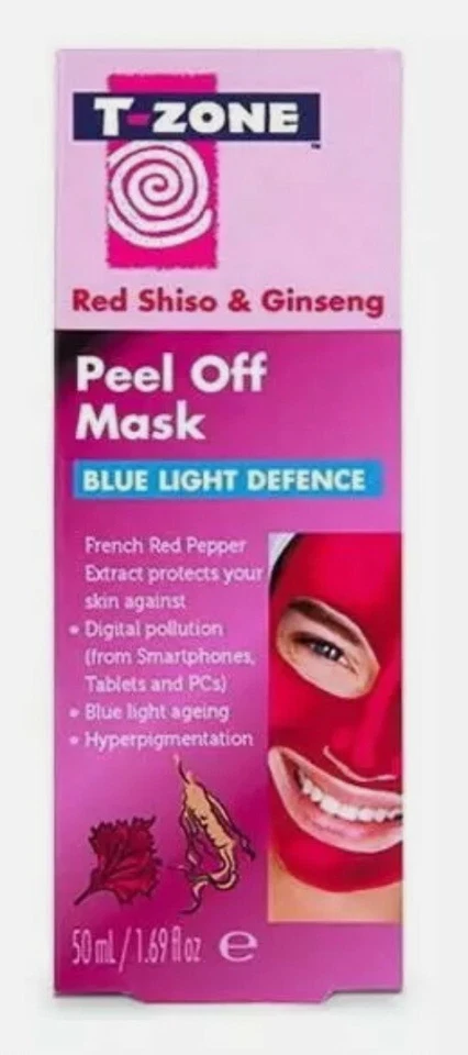 T-Zone Red Shiso & Ginseng Peel Off Mask Blue Light Defense 50ml x 3  - Image 3 of 3
