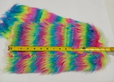 New Pair Of Psychedelic Neon Shaggy Fur Furry Leg Warmers Halloween Costume 