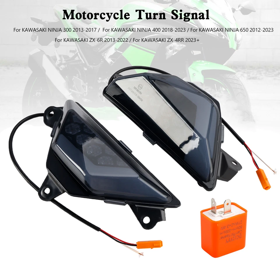 LED Front Turn Signal Light For KAWASAKI NINJA 300 400 650 ZX-6R ZX-4RR 2013+ #3 - Image 3 of 4