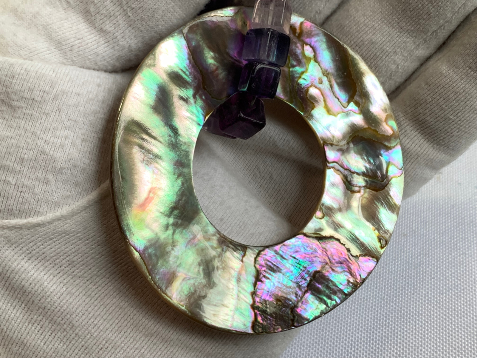 Sterling Silver Abalone Shell Amethyst Beaded Nec… - image 21