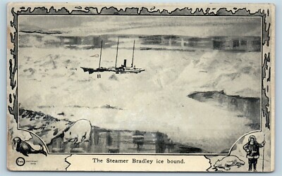 Postcard North Pole Explorer Frederick Cook Steamer Bradley Ice Bound 1909 M2