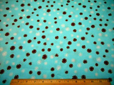 Quilt Fabric By The Yard SALE White Brown Floral on Blue Premium Cotton PC