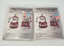 Vintage Felt Needlecraft Ala Mode Mr  Mrs Claus Wall Hanging Santa Cut  Sew