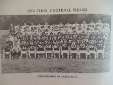 1974 Thiel College Football Game Program(w/BOB DeNOVE/LARRY KACHNER/GIL TROUTMAN