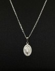 Sterling Silver Virgin Mary Pendant With 18” Silver Figaro Chain