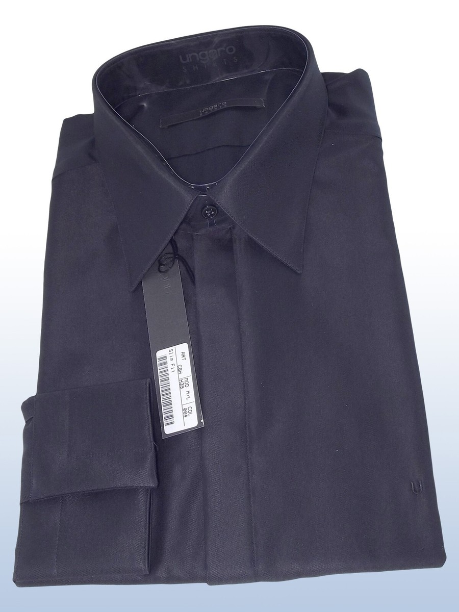 Hungaro Mens 45 Neck Shirt 18 Extra Large Black Slim Fit Long Sleeve  Stylish | eBay