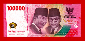 Indonesia 100,000 100000 Rupiah 2022 UNC Note - 1st President SOEKARNO - (P-168)