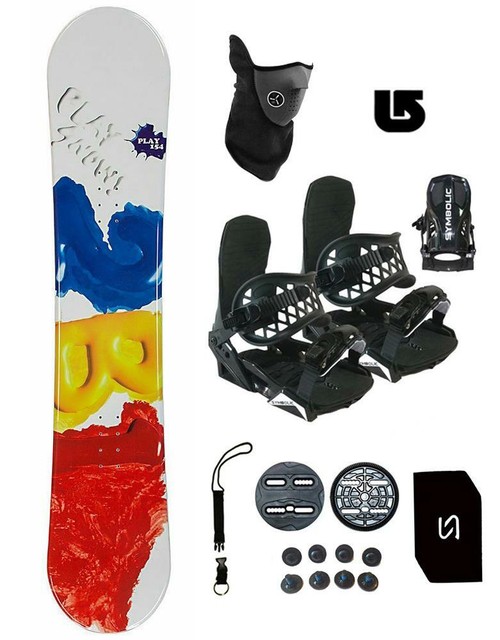 snowboard and bindings