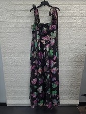 New Black Halo Eve Devalin Pleated Floral Maxi Gown Organza Brocade Size 8