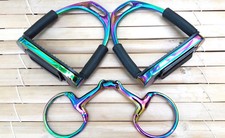 Titanium Rainbow Flexi Stirrups and Eggbutt Snaffle Gift Set