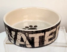PetRageous Stoneware 5"R x 2"D Pet Water Logo wraparound Dog Cat Pet Bowl