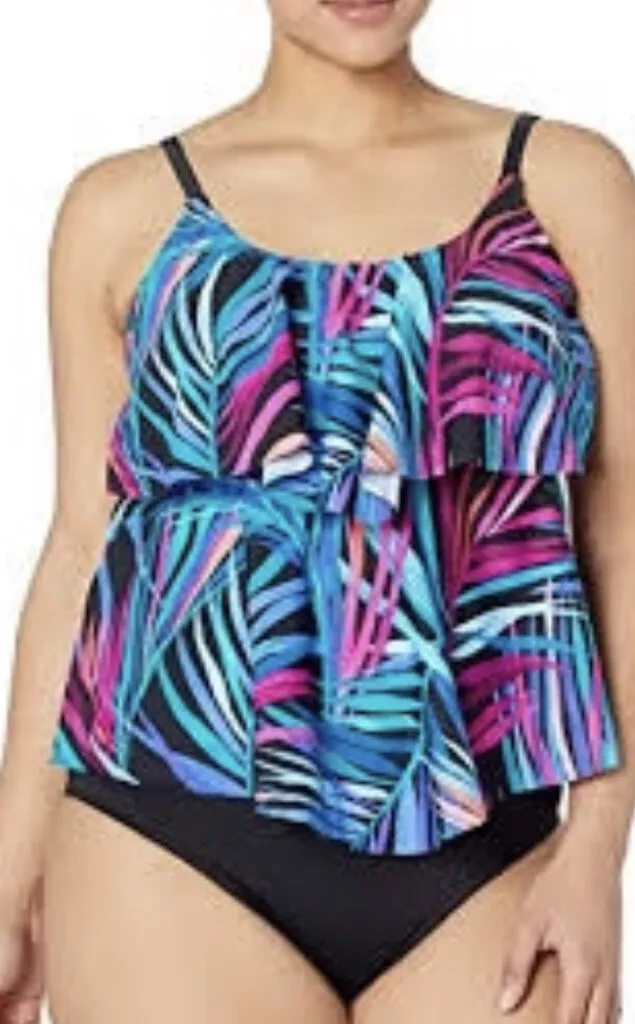 Azul by Maxine of Hollywood Swim Tankini Top Bathing Suit Swim Top