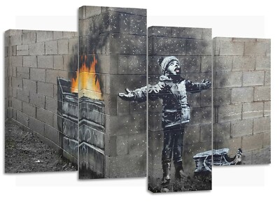banksy season's greetings split canvas prints